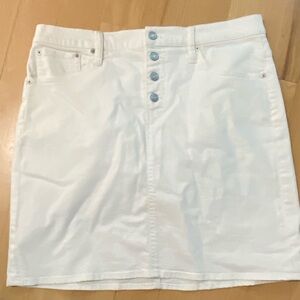 Jcrew white denim midi skirt size 12, button fly